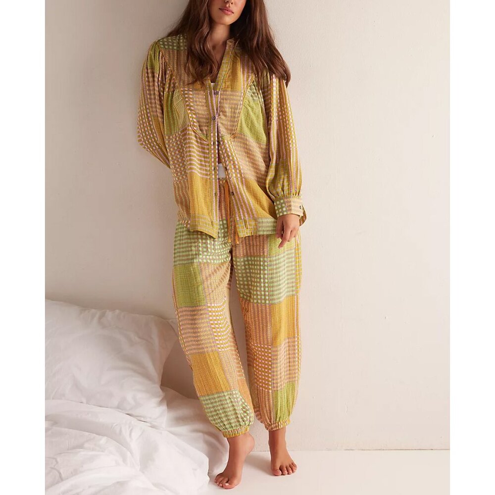 🎉LAST CHANCE🎉 FREE PEOPLE Night After Night Sleep Shirt / Lemon Lime Combo - Picture 7 of 8